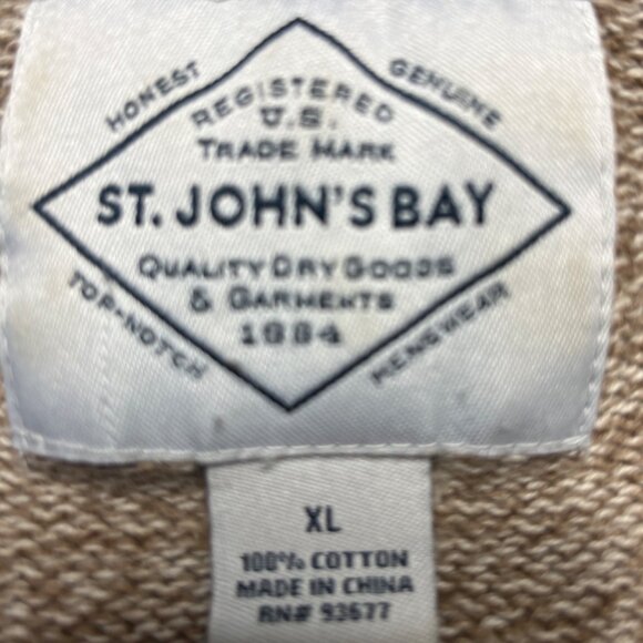 St Johns Bay Sweater Crew Neck Long Sleeve Beige Marled Cotton Pullover Size XL - Picture 13 of 14